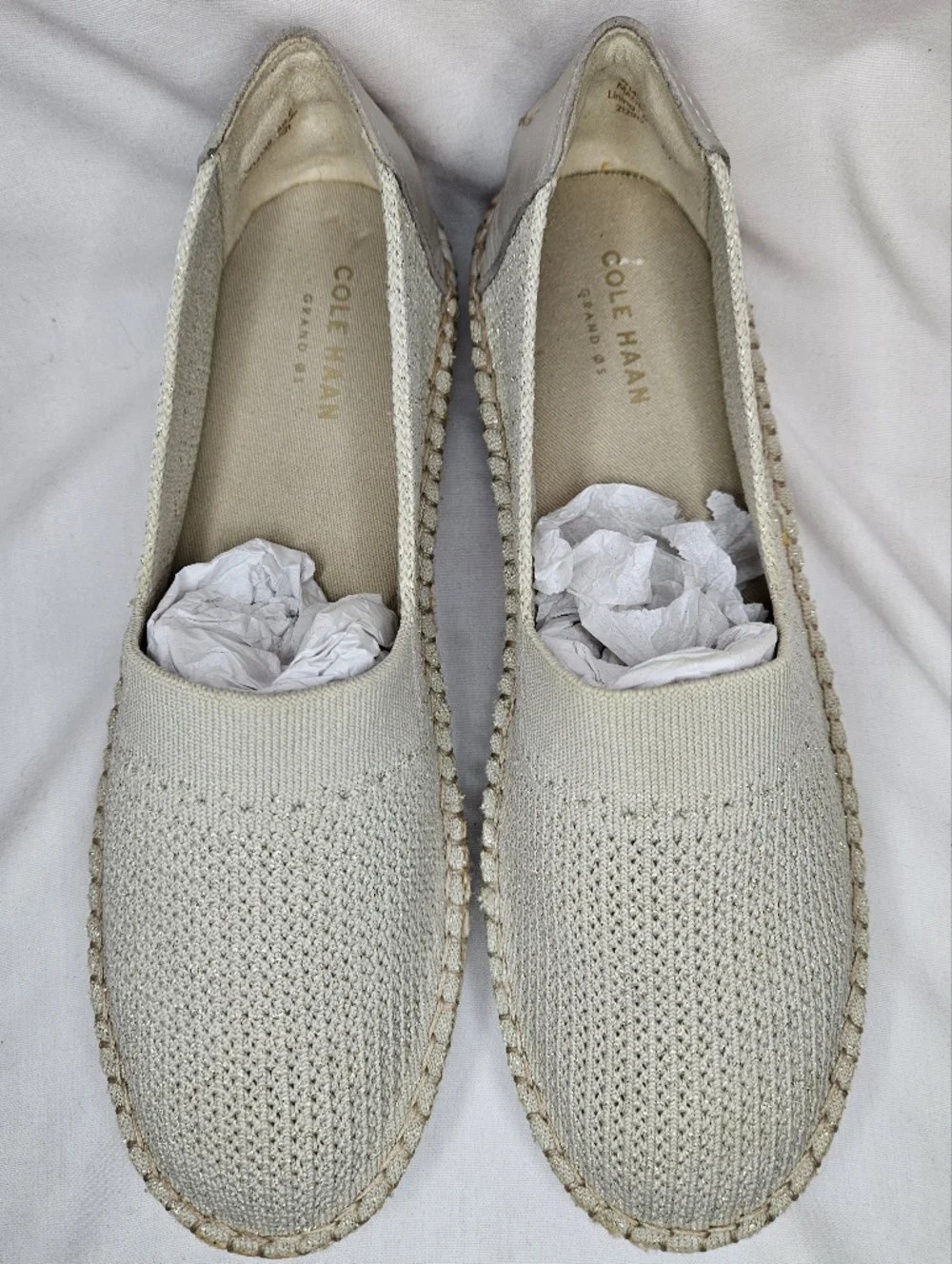 Cole Haan Cloud Feel Stretch Knit Espadrille Hawthorn Gold NWT Foam Comfy Slipon